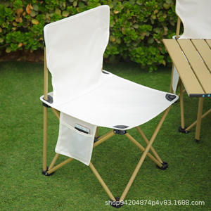 Chaise pliante d'extérieur en aluminium, chaise de jardin portable, design minimaliste, forme rectangulaire, pour le camping, la pêche, le croquis - Product Image 3