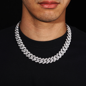 低価格モアッサナイトキューバンリンクチェーン高品質金メッキヒップホップジュエリーVVSモアッサナイトダイヤモンドネックレスメンズアクセサリー - Product Image 2