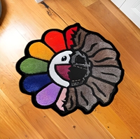 Anpassbare Form Moderner Blumen-Teppich aus Wolle/Alpaka/Acryl Rutschfest Haustierfreundlich Handgefertigt für Wohnzimmer Schlafzimmer
