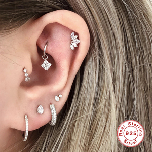 Pendientes de Plata de Ley S925 con Microincrustaciones de Zirconia para Piercing de Nariz y Cartílago, Venta al por Mayor - Product Image 5