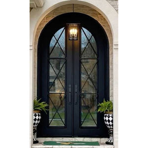 Puertas dobles de hierro forjado frontal de seguridad americana Fabricante profesional francés para Villa y apartamento de entrada moderna - Product Image 5