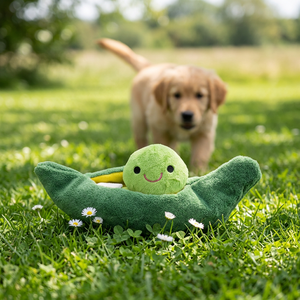 Jouet pour chien en forme de coque de pois couineur, mignon, vert, en peluche, jouet à mâcher en tissu doux pour chiot - Product Image 1