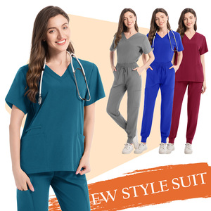 Women Medical Scrub Suits Split Set Moisture Wicking Knitted Uniforms For Nurses Doctors Hospital Wear - Product Image 2