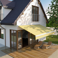 Auvent rétractable de style rayé au design moderne pour la maison, auvent rétractable pour patio, protection solaire