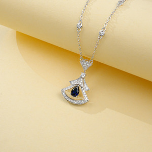 925 silver cultivated sapphire pendant necklace - Product Image 2
