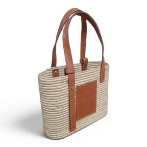 Sac de plage en raphia tissé personnalisé OEM avec monogramme, écologique, imperméable, grande capacité, deux bretelles, sac fourre-tout décontracté - Product Image 2