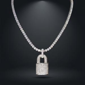 Collar con Colgante de Candado, Chapado en Plata, con Cadena de Cuerda y Moissanita, Joyería Hip Hop para Hombre y Mujer, Regalo de Aniversario - Product Image 4