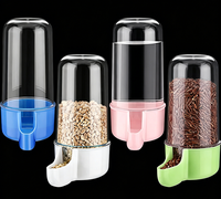 Fontaine à eau et bouteille d'eau en plastique pour oiseaux, perroquets et perruches - Design moderne, gamelle et mangeoire pratiques pour animaux de compagnie