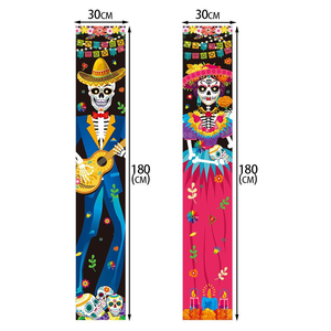 मृत पोर्च के झंडे वाले बैनर कंकाल के बैनर कंकाल जोड़े हेलोलीन सजावट के दरवाजे के बैनर तले - Product Image 5