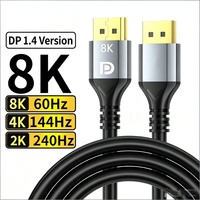 Câble DP 1.4 Premium Mâle-Mâle 8K60Hz 2K240Hz 4K120Hz 32.4Gbps 7680x4320 avec gaine en PVC blindée pour HDTV, ordinateur portable, projecteur, PC