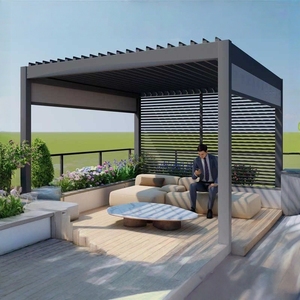 <span class=keywords><strong>Pergola</strong></span> à lames orientables électrique sur mesure avec fonction imperméable et coupe-vent, style luxueux pour patios extérieurs, gazebos et pavillons - Product Image 4