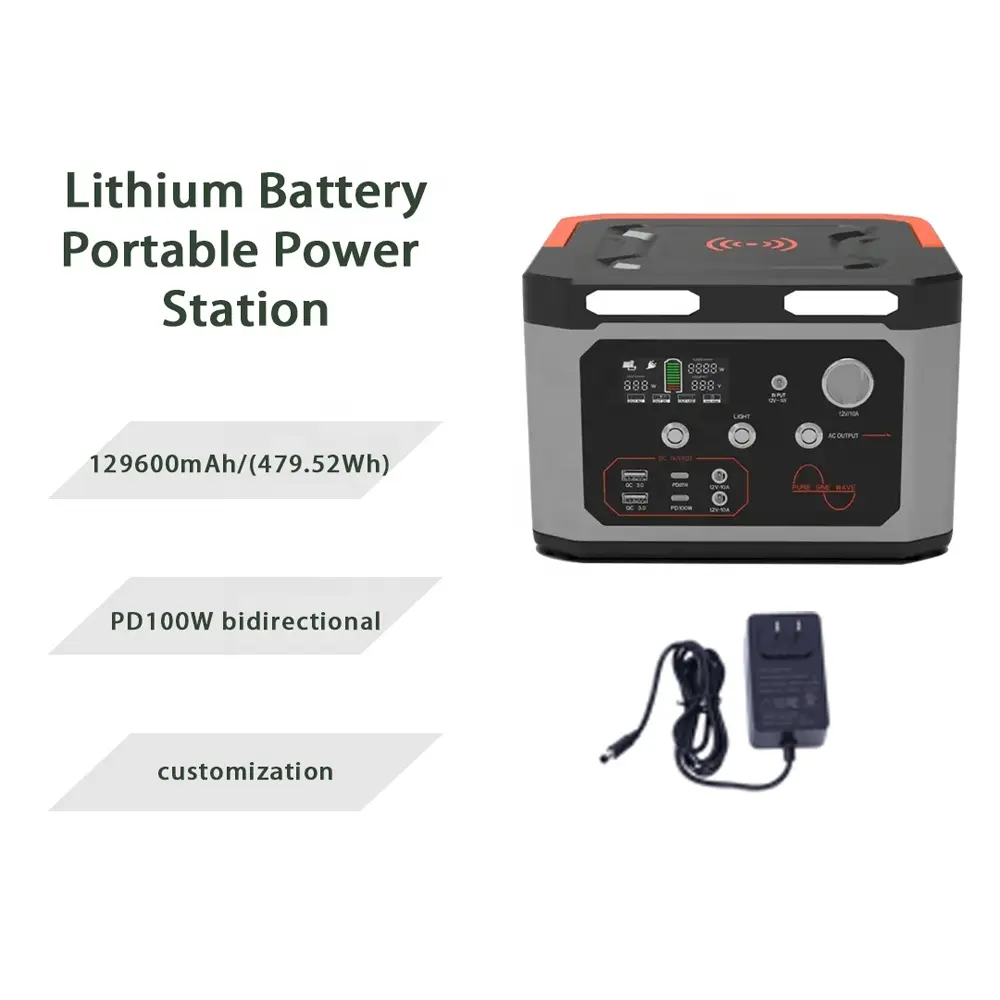 High Capacity 500W Outdoor Portable Power Station Generator 110V/220V Camping Solar Mobile Bank Lithium Ion Battery