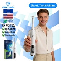 CURVY MOON Polisseur dentaire électrique étanche pour le blanchiment des dents avec 5 modes de vitesse, 6 têtes de brosse, élimination de la plaque dentaire
