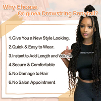 Extension de cheveux synthétique queue de cheval à cordon de serrage Originea, tresses bohèmes à clipser avec bande élastique et peigne