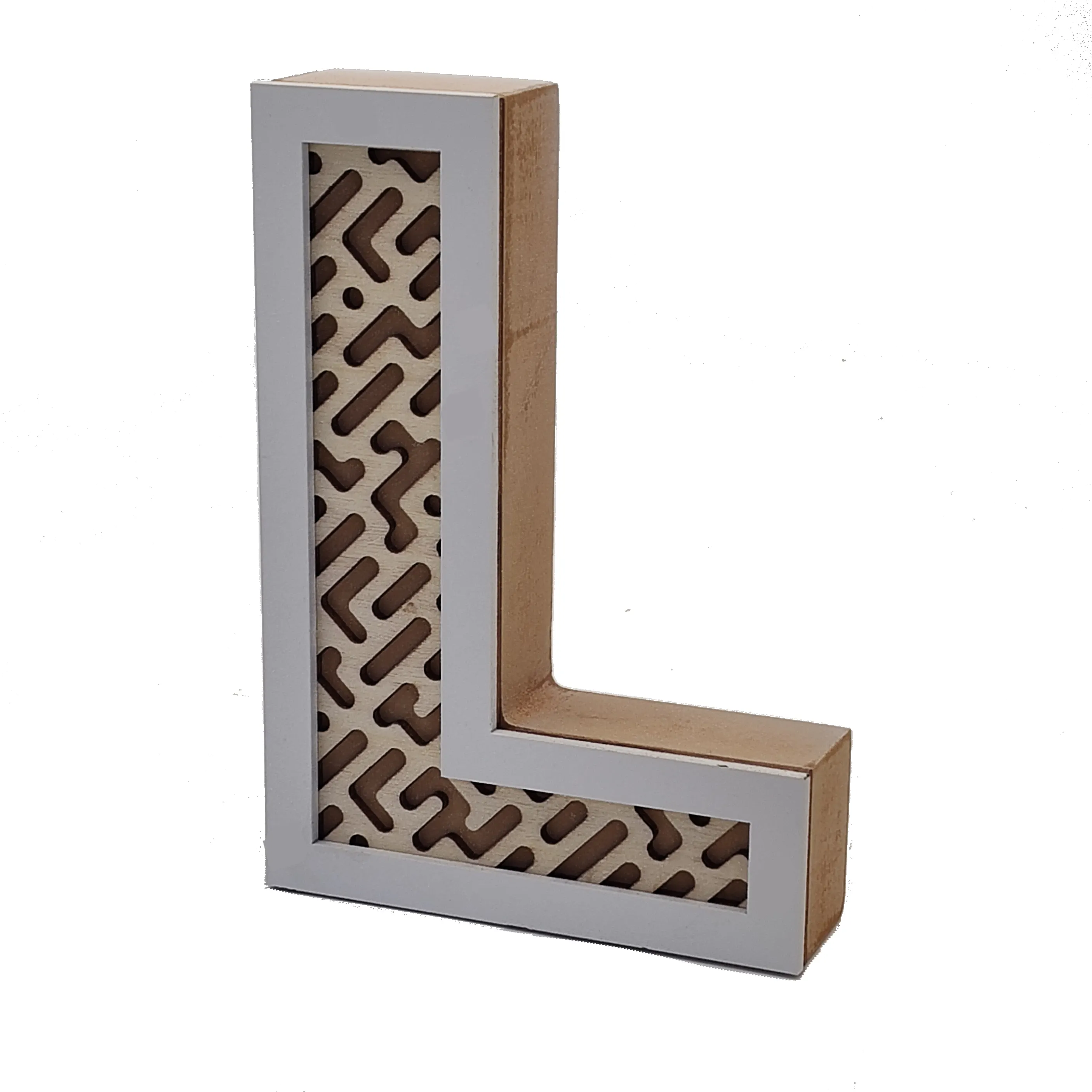 "L" Word 20*15*3cm Home Word Stand Palabra de madera Frases recortadas Proyecto de bricolaje para decoración del hogar Arte de la pared