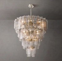Lustre en verre clair à treillis, verre métallique, texture ondulée distinctive, LED à intensité variable, angle de faisceau de 360 degrés, salon