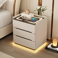 Table de chevet flottante avec lumière inductive Table de chevet intelligente verrouillable moderne Design simple Table de chevet rechargeable à trois tiroirs