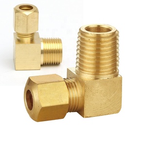 Raccord de compression en laiton plaqué 90 degrés pour tube d'eau, 1/4'', 5/16'', 3/8'', 1/<span class=keywords><strong>2</strong></span>'', forgé, norme SAE, certifié ISO 9001, garantie 5 ans - Product Image 1