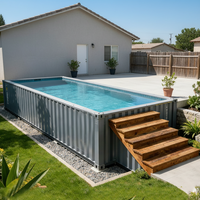 Piscine rectangulaire en fibre de verre pour adultes et enfants, profondeur 20 pieds, 40 pieds x 20 pieds, piscine extérieure en conteneur, outils et accessoires