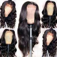 Pelucas sin pegamento de cabello humano virgen vietnamita de lujo original, ondulado, con doble trama y encaje frontal, para mujeres afroamericanas.