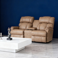 Ensemble de canapés 2 places au design moderne en cuir pleine fleur avec fonction inclinable et port USB pour salon