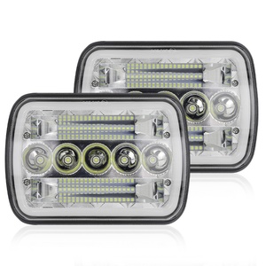 ไฟหน้า LED 5x7 นิ้ว รูปทรงสี่เหลี่ยมผืนผ้า ไฟทำงาน ไฟตัดหมอก ไฟขับขี่ สีขาว สีเหลือง DRL 60w สำหรับรถจี๊ป เชอโรกี รถออฟโรด รถบรรทุก - Product Image 2