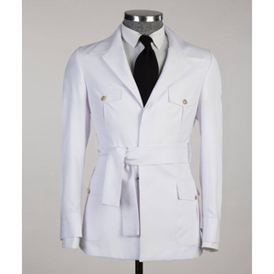 Costume <span class=keywords><strong>pour</strong></span> <span class=keywords><strong>homme</strong></span> au design unique, doré, avec ceinture, col rabattu, blazer safari, pantalon, vêtements de <span class=keywords><strong>mariage</strong></span>, ensemble 2 pièces, veste et pantalon <span class=keywords><strong>pour</strong></span> <span class=keywords><strong>homme</strong></span> - Product Image 4