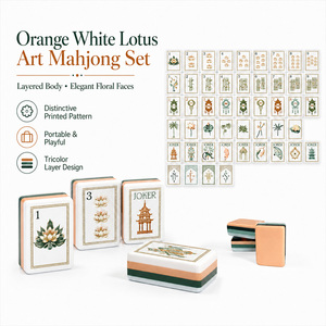 Tortoiseshell White Lotus Pattern 160 Acrylic American Mahjong Tiles Game Set for Daily <b>Entertainment</b> and Present Selection - Product Image 4