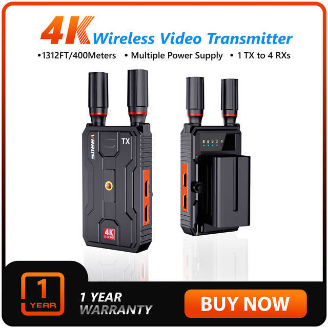 4K 400M HDMI Wireless Video Transmitter and Receiver for Outdoor Shooting All Cameras Live Streaming church football Match