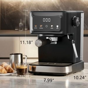 Máquina de Espresso Semiautomática con Panel LCD, 20 Bares, Multifuncional, Molinillo Ajustable, Espumador de Leche Pequeño - Product Image 2