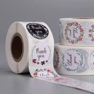 Etiquetas Adhesivas <span class=keywords><strong>de</strong></span> Agradecimiento Personalizadas al por Mayor, Etiquetas Redondas con Diseño Floral Multicolor para Decoración <span class=keywords><strong>de</strong></span> Sobres - Product Image 5