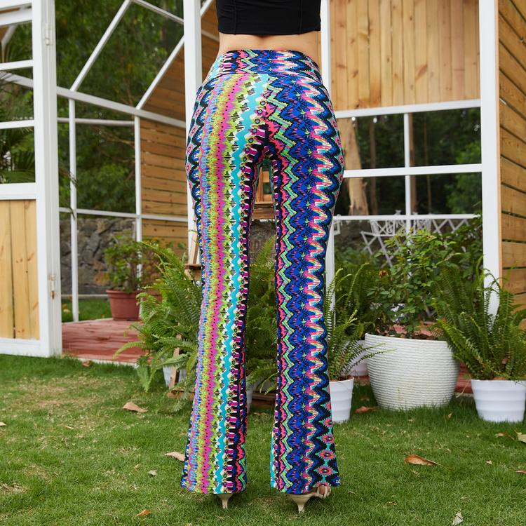 Custom Digital Print Elastic Casual Trousers Flared Pants Sport Dance Training Soft Ladies Floral Leggings For Women