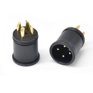 ขั้วต่อวงกลมแบบตัวผู้ M12-A 4 ขา ชุบทองคุณภาพสูง แกนยางกันน้ำ IP67 สำหรับเซ็นเซอร์ - Product Image 1