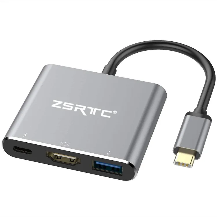 USB C to HDMI & VGA HUB 0.15M 3 in 1 TYPE C to HDMI 4K USB 3.0 Port and USB-C Charging Port HUB