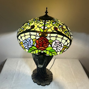 LongHuiJing Simple Eco-Friendly European Red Camellia Stained Glass E26 Table Lamp Angel Base for Living Room Art Decoration - Product Image 5