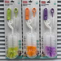 Ensemble de 2 brosses de nettoyage pour biberons à double tête, poils en nylon, anti-rayures, poignée courbée antidérapante pour biberons 9580-1