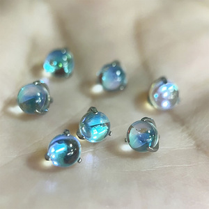 Pendientes de titanio con piedra lunar, de tres puntas, con ópalo de repuesto, para piercing en oreja, labio, lengua, ombligo, ceja - Product Image 2