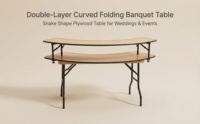 Table serpentine rustique de style ferme pour comptoir de bar de mariage, tables à manger courbées pliantes portables pour la location de traiteur