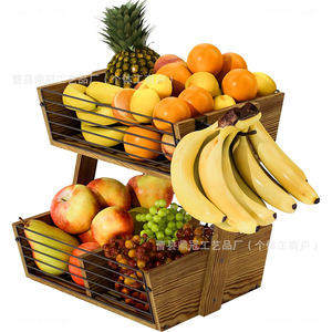 Égouttoir à fruits et légumes multicouche en bois, empilable, boîte de rangement de cuisine de comptoir, forme carrée, couleur unie - Product Image 1