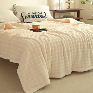 Couverture en flanelle en gros pour la maison et le bureau, couverture douce en fausse fourrure <span class=keywords><strong>de</strong></span> lapin pour la sieste, couverture <span class=keywords><strong>de</strong></span> climatisation en flanelle polaire personnalisable - Product Image 3