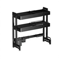 Égouttoir à vaisselle en métal grande capacité pour évier de cuisine, support de rangement multifonctionnel pour comptoir