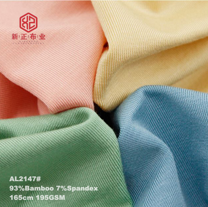 High Quality 195GSM 40s Bamboo Jersey Healthy Fabric 93% Bamboo 7% Spandex Elastic Bamboo Fabric for Loungewear