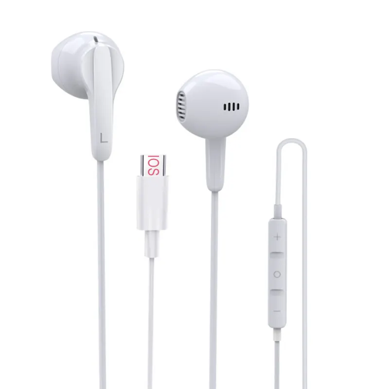 Earphone In-ear berkabel, headphone earbud dengan mik untuk iPhone 13 14, earphone 7x10 11 12 13