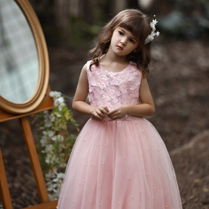 Childrens Flower Girl Dress Ball Gown Tulle Beaded Sweetheart Neckline Burgundy Red For Wedding Party Princess Dress - Product Image 3