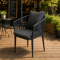 Chaise de salle à manger en aluminium Uplion, chaise de bistrot moderne d'extérieur, chaise de restaurant en aluminium avec corde tressée