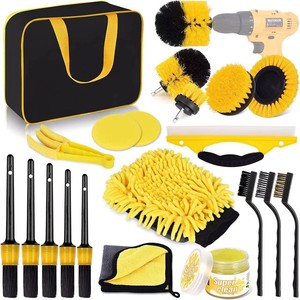 Kit de nettoyage de voiture avec brosse pour perceuse électrique, 22 pièces, matériau PP, intérieur et pneus - Product Image 1