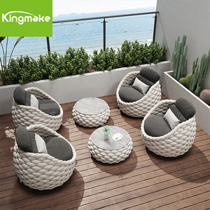 <span class=keywords><strong>Canapé</strong></span>-<span class=keywords><strong>lit</strong></span> de café en plein air Kingmake confortable à 2 places, chaises individuelles, <span class=keywords><strong>canapé</strong></span> lounge en corde EQ avec table basse - Product Image 3