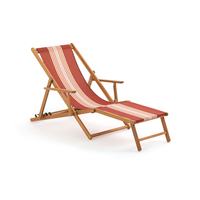 Lit de soleil imprimé Boho Vintage, cadre en bois extérieur, chaise de plage, chaise longue de piscine, pont en polyester imperméable, chaise longue avec oreiller