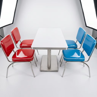 Ensemble table et chaises de restaurant vintage américain robuste pour restauration rapide, ensembles de tables et chaises de salle à manger vintage pour restaurants