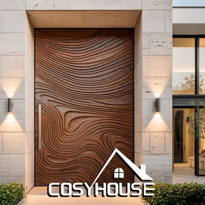 Porte d'entrée extérieure design avec motif ondulé sculpté pour maisons modernes - Product Image 1